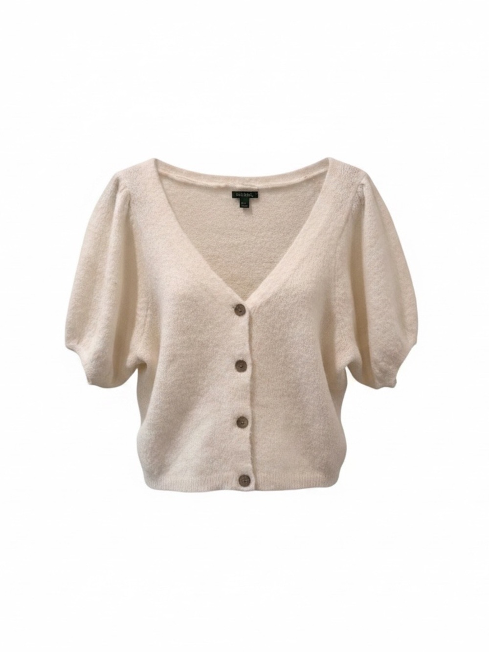 Wild Fable Cardigan Womens Medium Cream Cropped Button Front Puff Sleeve